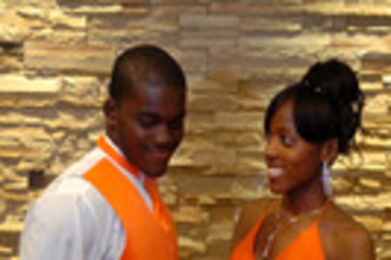 Kwabena Keene (left) escorted Chizorom Eke-Okoro.