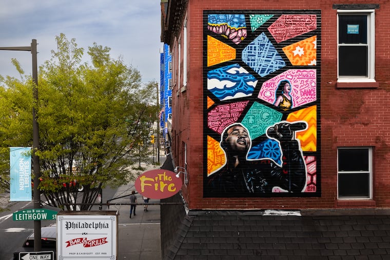 "Legendary Performances," a mural by Alloyius Mcilwaine on the wall of The Fire, 412 West Girard Ave., which will be dedicated in a ceremony on Thursday afternoon.