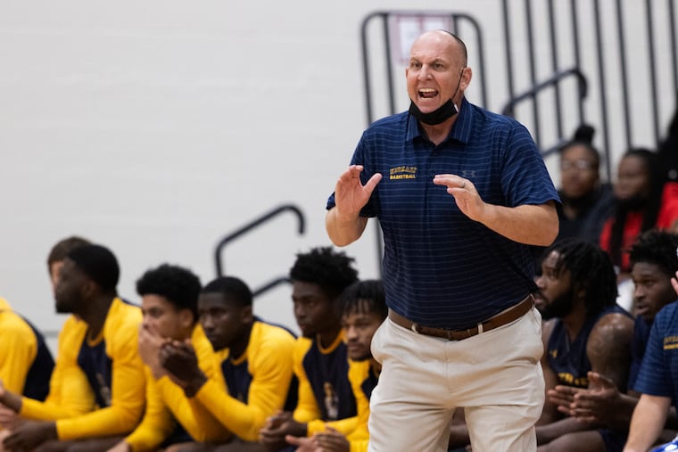 Neumann University coach Jim Rullo against Swarthmore in November.