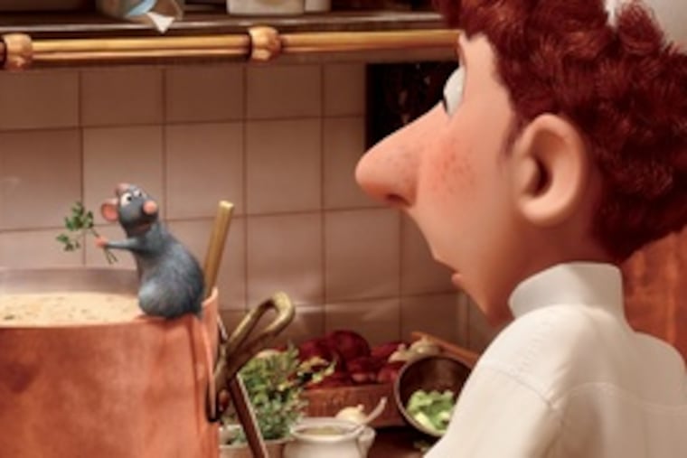 In a tale of interspecies friendship and inspiration, Remy the rat and Linguini the busboy make "Ratatouille."