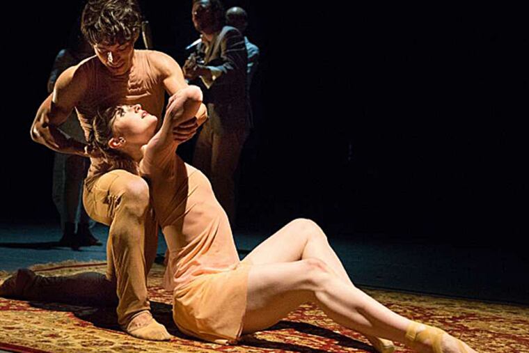 Chloe Felesina and Edgar Anido in "When We're Alone," a world premiere among the collection of Adam Hougland works by BalletX. (ALEXANDER IZILIAEV)