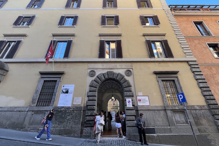 The entrance to Temple Rome's campus near the famous Spanish Steps.