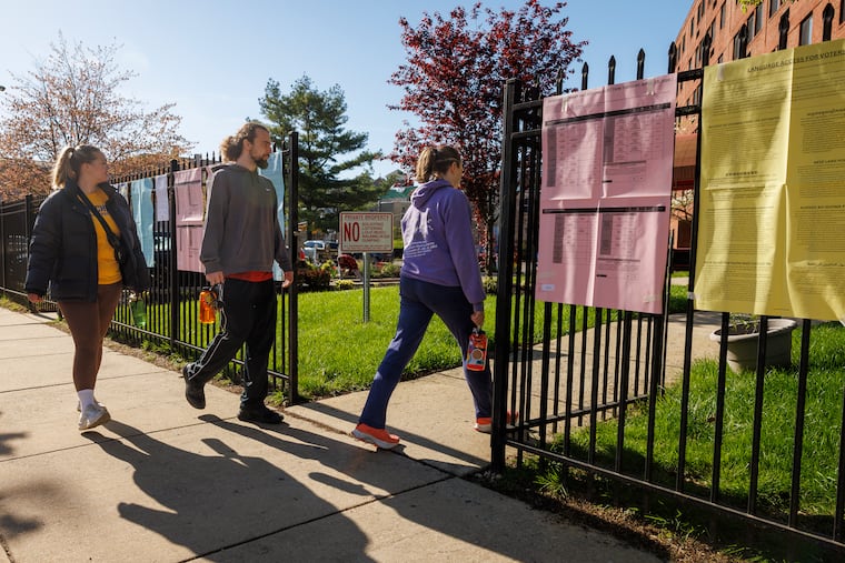 Ward 47 voters arriving at a polling place inside William B. Moore Manor apartments on Ridge Avenue for Pennsylvania's April 23 primary.