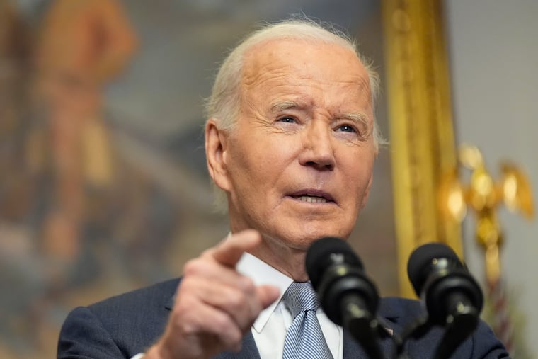 President Joe Biden speaks about the sudden collapse of the Syrian government under Bashar Assad from the Roosevelt Room at the White House in Washington on Sunday.
