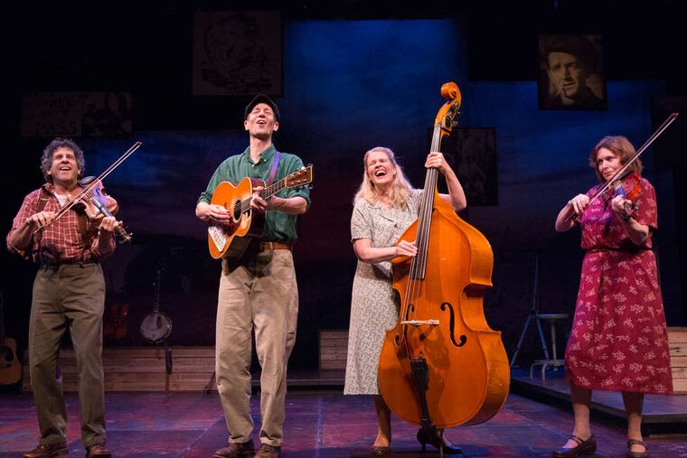 The cast of "Woody Sez: The Life and Music of Woody Guthrie" at the People's Light & Theatre Company: (from left) Andy Teirstein, David M. Lutken, Helen Russell, and Darcie Deaville.