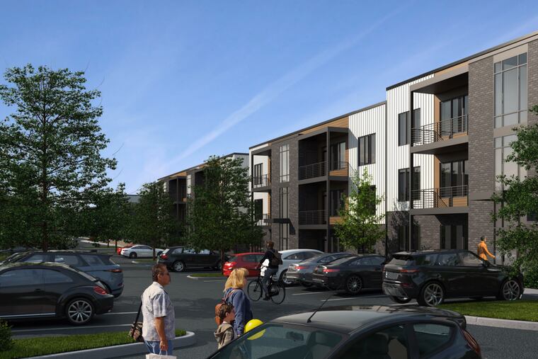 A rendering of the luxury garden apartments proposed in Far Northeast Philadelphia.