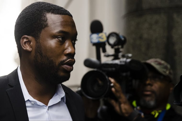 Rapper Meek Mill arrives at the Criminal Justice Center on Monday. Photo/Matt Rourke)