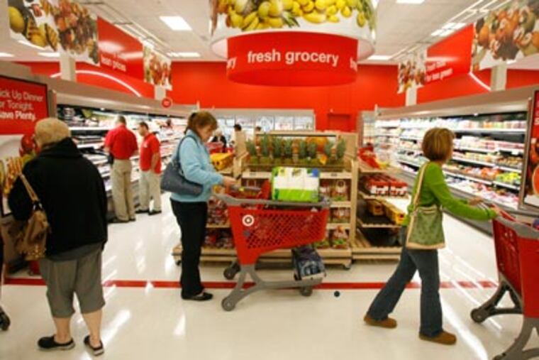 Target is opening its first mall-based store in the region. Attached to the Springfield Mall, the store also features a supermarket section that sells meat, produce, and baked goods. (Charles Fox / Staff Photographer )