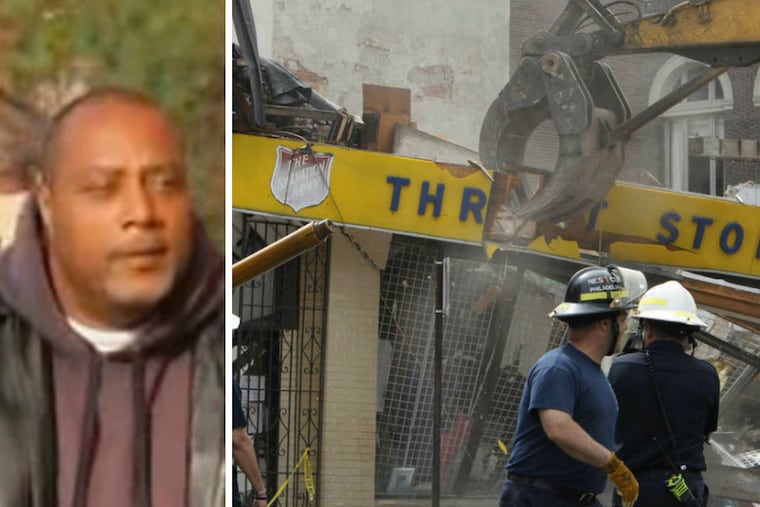 Demolition contractor Griffin Campbell (left) was convicted of six counts of involuntary manslaughter in the 2013 collapse of a Salvation Army in Center City that left six dead and 13 others injured.