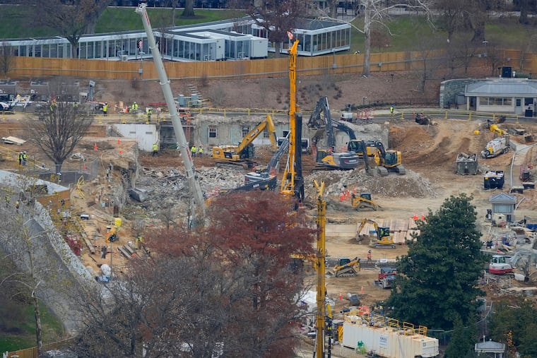 Work continues on the construction of the ballroom at the White House, Tuesday, Dec., 9, 2025, in Washington, where the East Wing once stood.