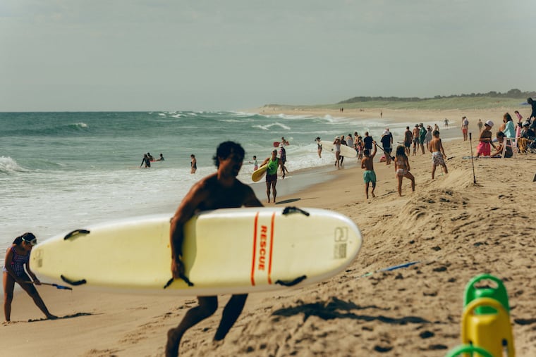Nauset Beach, part of a stretch of coastline with one of the world’s densest seasonal populations of white sharks, in Orleans, Mass., July 26, 2026. Over the last several years, a resurgent seal population has turned Cape Cod into one of the world’s top seasonal hot spots for great white sharks.
