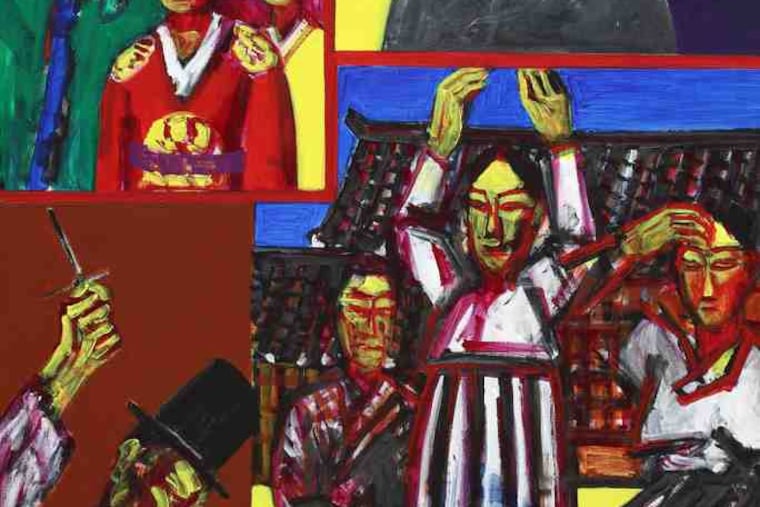 Suh Yong Sun's bold depictions of recent history, as in his 2008 "The Year Gyeyu," appear in Haverford's exhibition of contemporary Korean art.