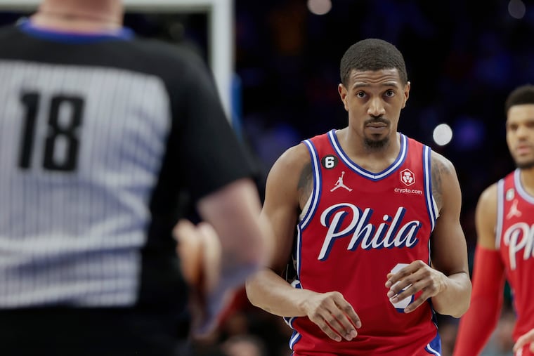 The Sixers' De’Anthony Melton goes to the foul line during a game against the Los Angeles Lakers at the Wells Fargo Center.