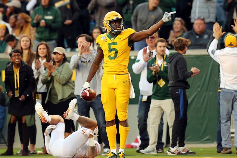Baylor wide receiver Denzel Mims makes a first-down gesture in the fourth quarter against Texas in November.