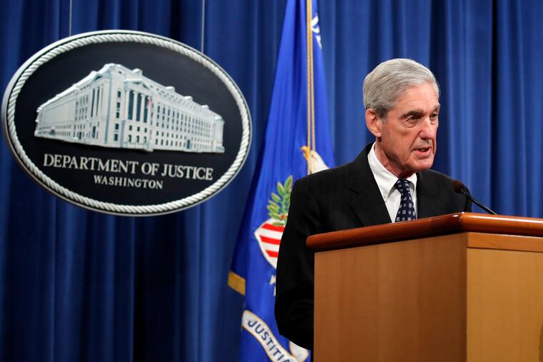 Special counsel Robert Mueller speaks at the Department of Justice Wednesday, May 29, 2019, in Washington, about the Russia investigation.