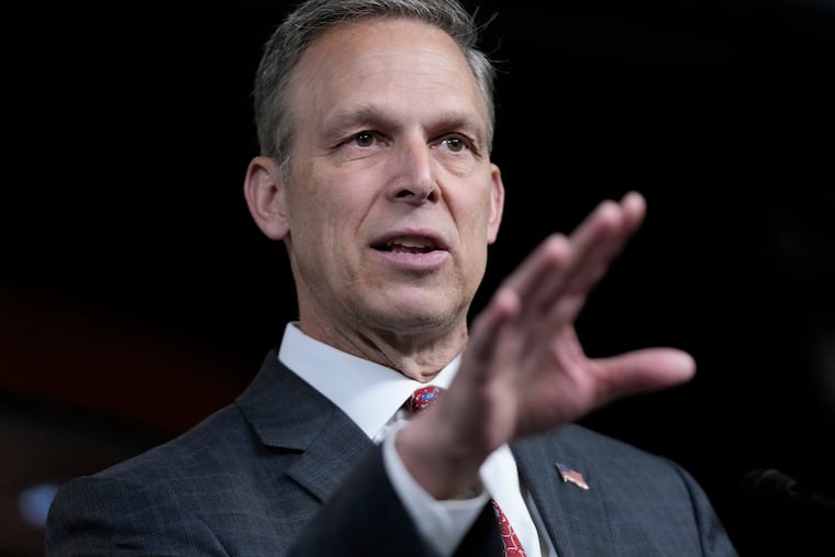 Rep. Scott Perry, chair of the House Freedom Caucus, speaks during a news conference on Capitol Hill in Washington in July. (AP Photo/Patrick Semansky, File)