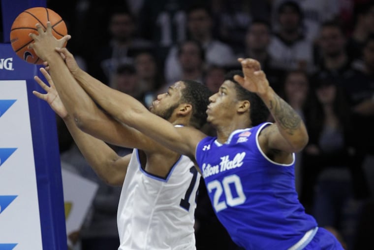 Villanova forward Omari Spellman (14) shooting against Seton Hall on Sunday.