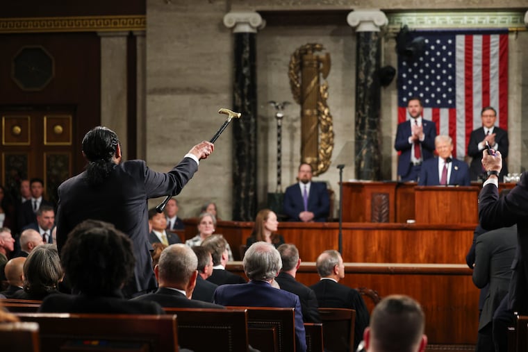 Rep. Al Green (D., Texas) interrupts President Donald Trump as he addresses a joint session of Congress at the U.S. Capitol in Washington, Tuesday, March 4, 2025.