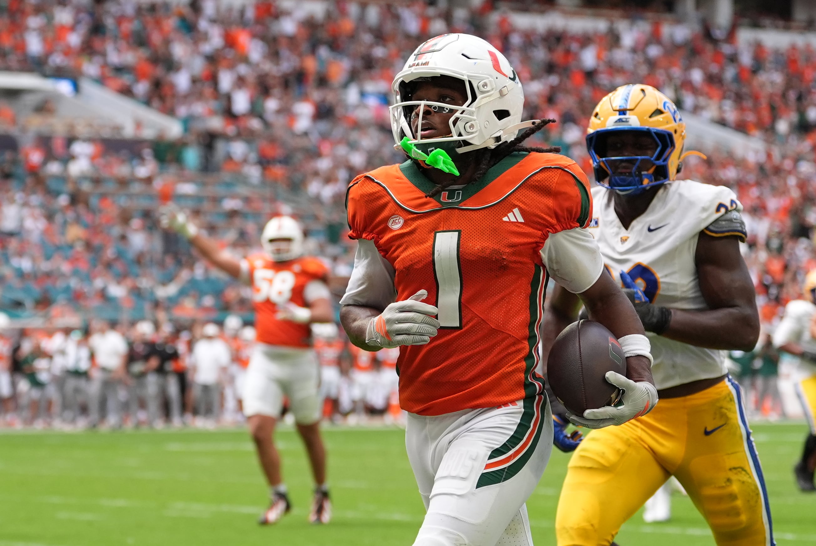 WR Malachi Toney, in only 23 games, goes over 2,000-yard career mark for No. 1 Miami
