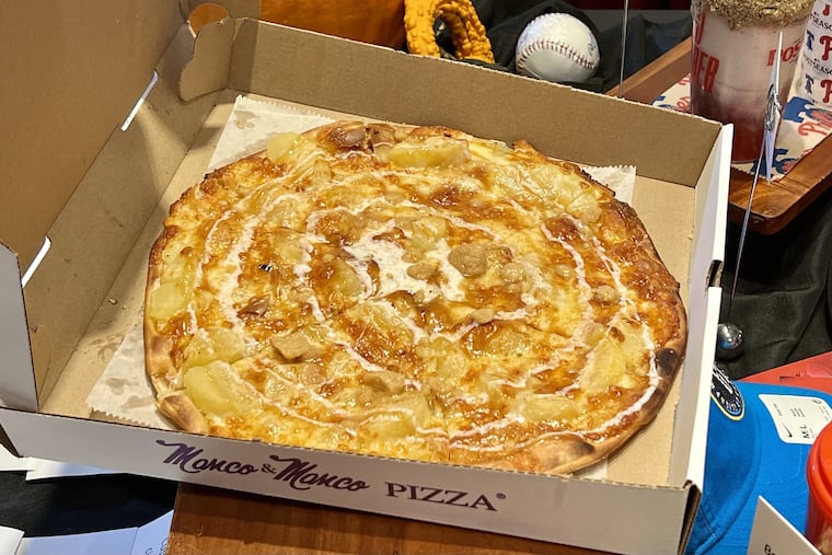 Manco & Manco apple pie pizza is on the 2024 postseason menu at Citizens Bank Park.
