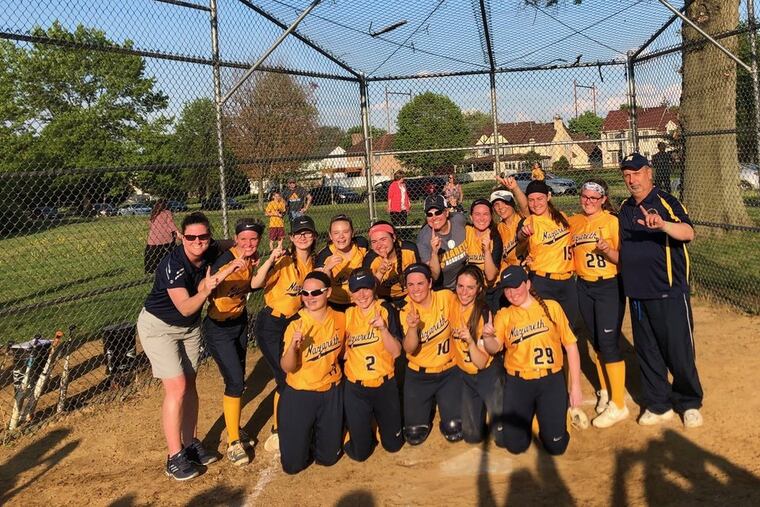 Nazareth Academy celebrates winning the Catholic Academies title.