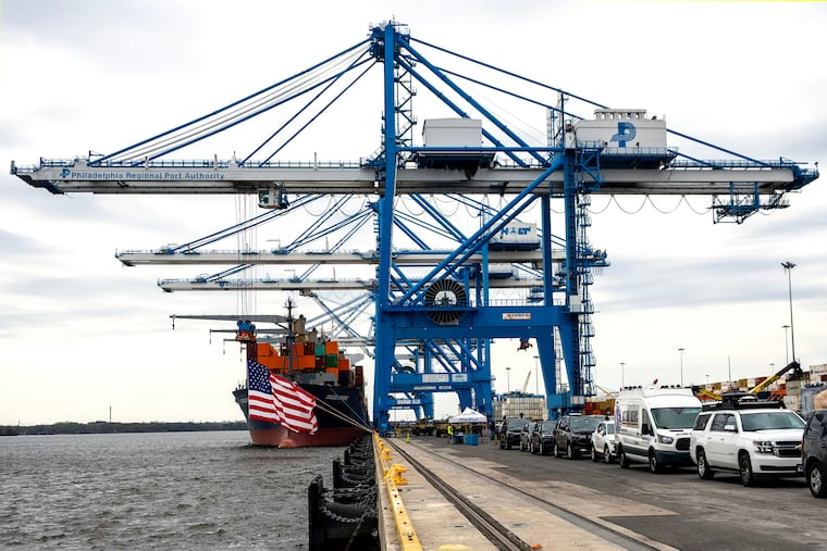 Cranes at the Packer Avenue Marine Terminal in South Philadelphia in April.