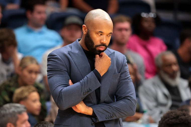 Villanova head coach Kyle Neptune, seen here in the Wildcats loss to Columbia, is looking to rebound following a 70-60 loss to Virginia in Baltimore on Friday night.
