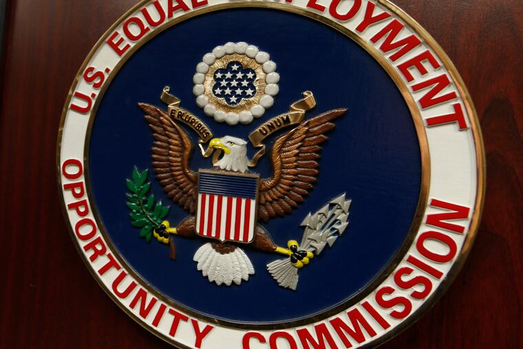 The emblem of the U.S. Equal Employment Opportunity Commission (EEOC) in Vail, Colo., Feb. 16, 2016.