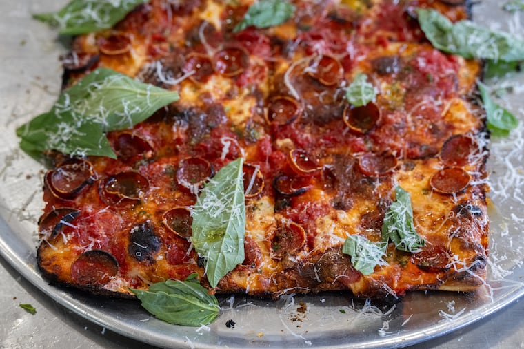 The Grandma Pizza at Johnny's Pizza in Bryn Mawr prepares a pizza’s, August 26, 2025.