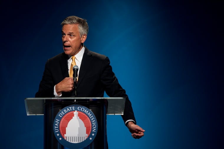Jon Huntsman, Jr., speaks during the Utah Gubernatorial Republican Primary Debate in Salt Lake City.