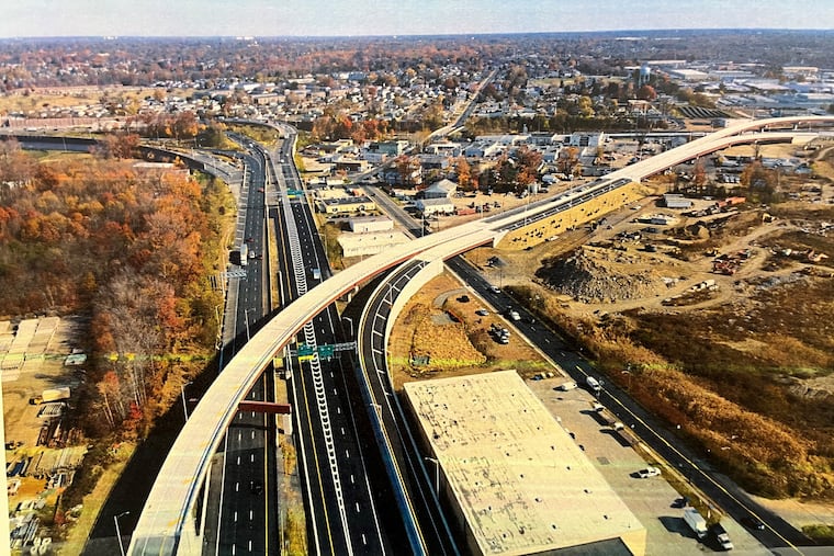 A view of I-295 looking north shows the "Missing Moves" ramps connecting Route 42 and the interstate in Camden County. The connection opened to traffic Tuesday before the morning rush.