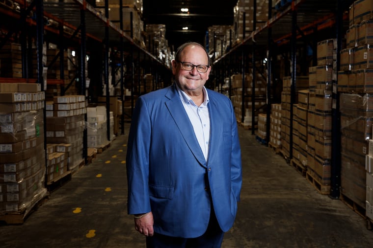 Gentell president and CEO David Navazio at his distribution warehouse in Bristol, Pa. Gentell produces wound-care products and distributes to nursing homes and hospitals.