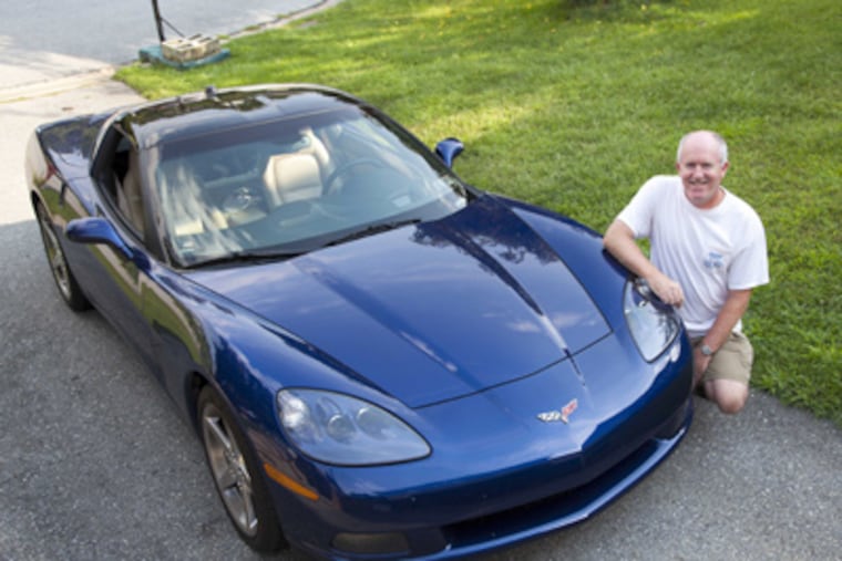 Corvette aficionado Charlie Mallon of Downingtown with his newest choice. (Elise Wrabetz / Staff Photographer)
