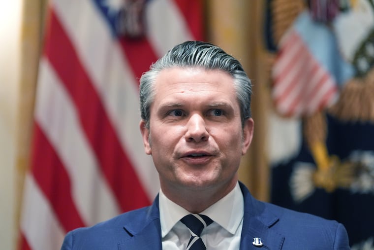 Defense Secretary Pete Hegseth speaks during a Cabinet meeting at the White House, Thursday, March 26, 2026, in Washington.