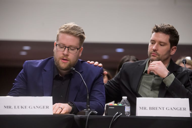 Luke (left) and Brent Ganger, brothers of Renee Good, appear during a bicameral public forum on the disproportionate use of force by DHS agents on Capitol Hill on Tuesday.