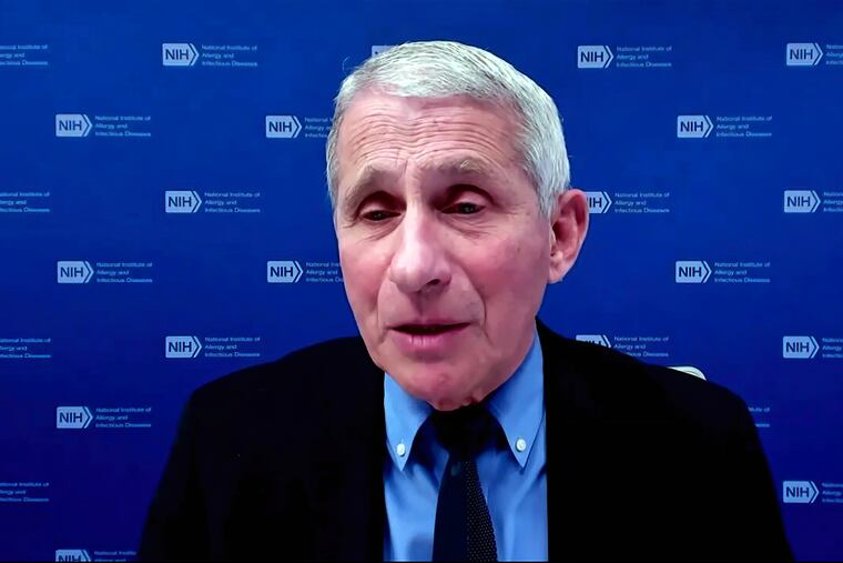 In this image from video, Dr. Anthony Fauci, director of the National Institute of Allergy and Infectious Diseases and chief medical adviser to the president, speaks during a White House briefing on the Biden administration's response to the COVID-19 pandemic Wednesday.