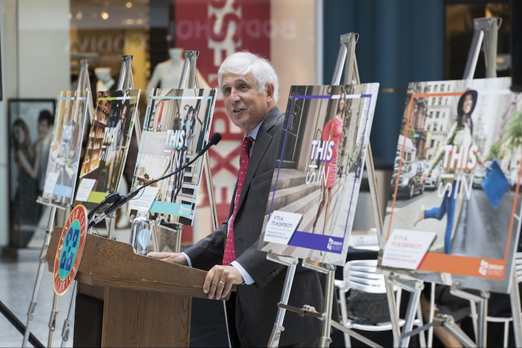 Center City District President and CEO Paul Levy at a press conference at the Shops at Liberty Place Thursday to unveil an initiative on promoting Center City as a premier shopping destination.