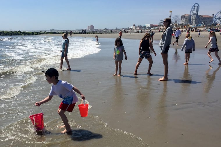 Children in groups on the beach have volume levels of suspiciously silent, loud, and blood-curdling scream.