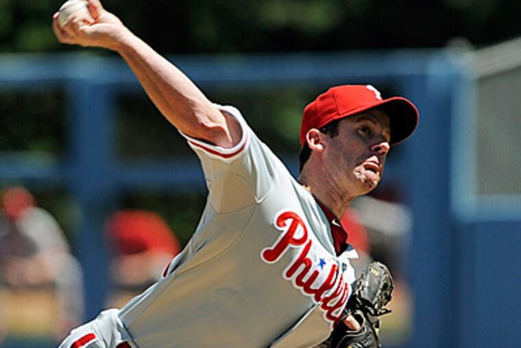 Roy Oswalt allowed just one hit in 6 1/3 scoreless innings as the Phillies beat the Dodgers, 5-1. (AP Photo/Chris Pizzello)