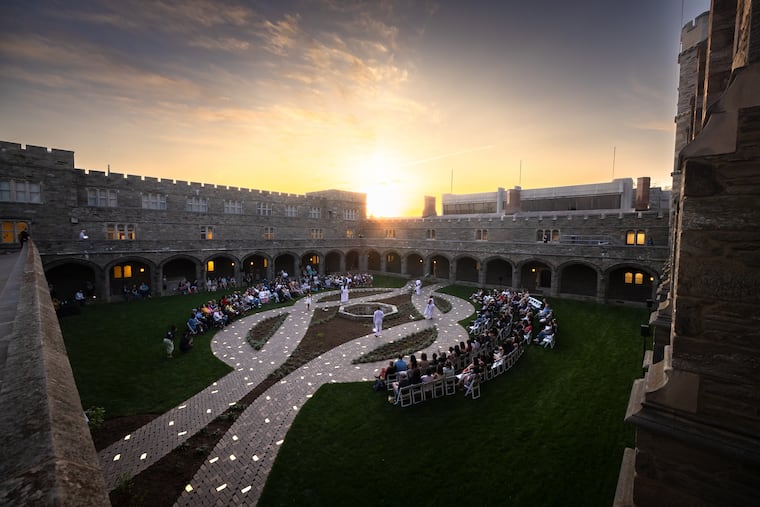 An overview of Bryn Mawr's newest monument, "Don't Forget to Remember (Me)," by artist Nekisha Durrett.