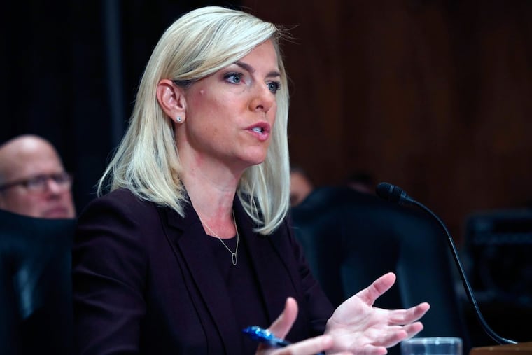 Kirstjen Nielsen testifies on Nov. 8 during a Senate committee hearing on her nomination to be Department of Homeland Security secretary.