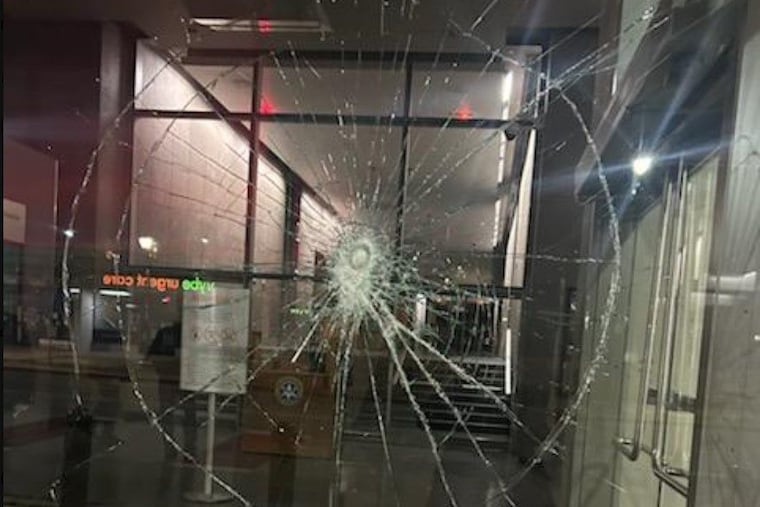 The U.S. Marshals said two windows were damaged at Philadelphia's federal courthouse on Monday.