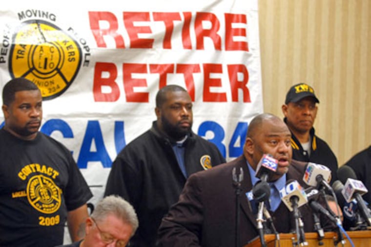 TWU Local 234 president Willie Brown makes a statement to the media this morning. ( Tom Gralish / Staff Photographer )