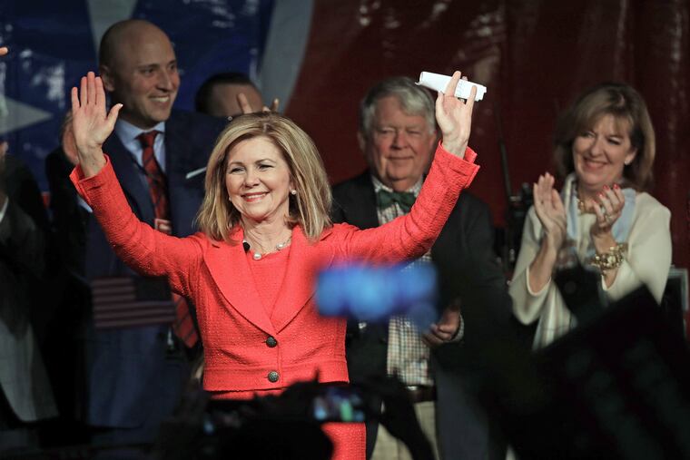 Rep. Marsha Blackburn, R-Tenn., celebrates her victory over former Gov. Phil Bredesen in their race for the U.S. Senate Nov. 6. Like many GOP politicians, Blackburn criticized the Democratic opposition to Supreme Court Justice Brett Kavanaugh.