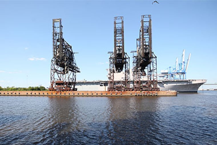 The area between Piers 124 and 122 that would be used for the proposed Southport Marine Terminal. (Michael Bryant / Staff Photographer)