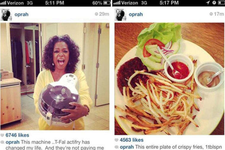 Hash-tag: Oprah sings the praises of the ActiFry on Instagram.