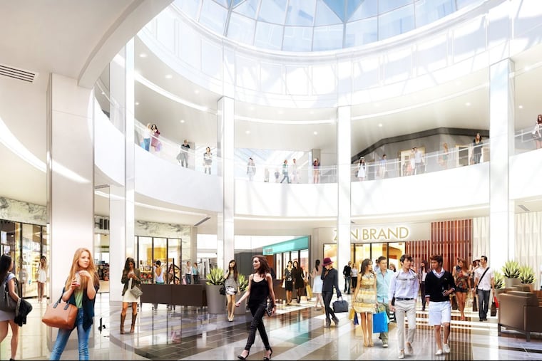Artist's rendering of former Plaza section of King of Prussia Mall after planned upgrades.