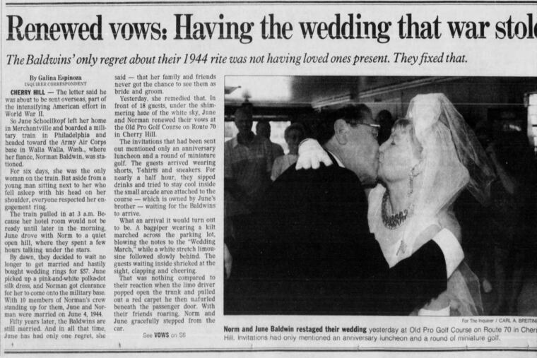 Norman and June Baldwin renewed their vows 50 years later.