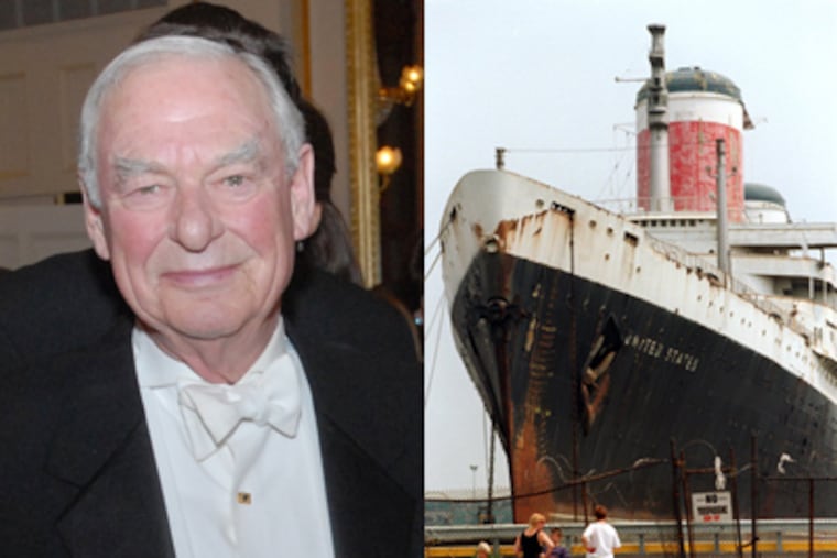 Philanthropist H.F. “Gerry” Lenfest will donate up to $5.8 million to help save the SS United States, the storied ocean liner berthed in South Philadelphia. (Staff photos by Bob Williams, Alejandro A. Alvarez)
