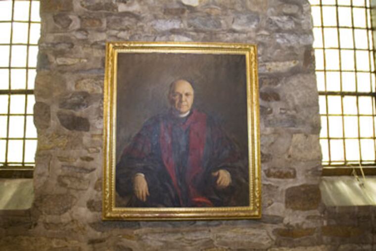 A portrait of the Rev. Charles Shreiner, the school’s founder, hangs in the chapel. Charles “Terry” Shreiner III is stepping down after 21 years.
